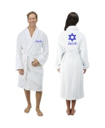A Star of David Logo Custom Text Embroidery on Bathrobe A Star of David Logo Custom Text Embroidery on Bathrobe